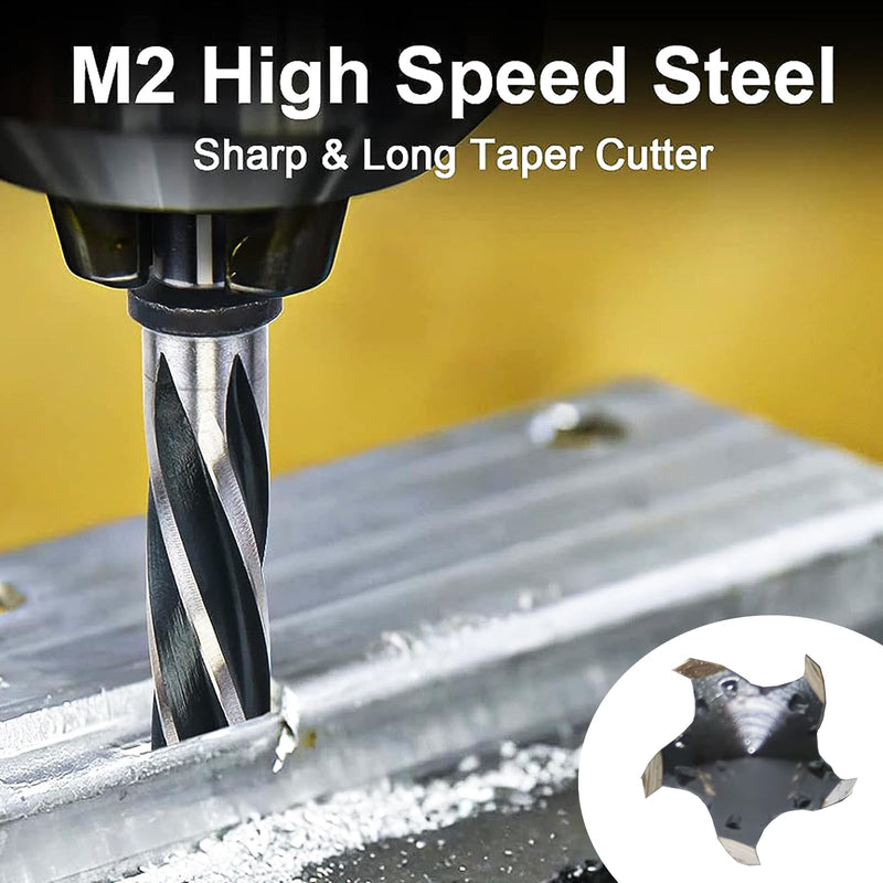 3/4” Bridge Construction Reamer Drill Bit, M2 HSS Taper Chucking Reamer for Steel Alloy Metal Wood Plastic, 1/2" Non-Slip Shank, 5-Spiral Flutes Car Reamer, to Align or Enlarge Holes, 19mm 3/4”