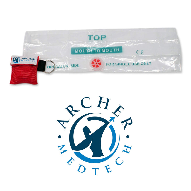 CPR Mask for Pocket or Key Chain, CPR Emergency Face Shield with One-Way Valve Breathing Barrier for First Aid or AED Training, Archer MedTech (6) 6