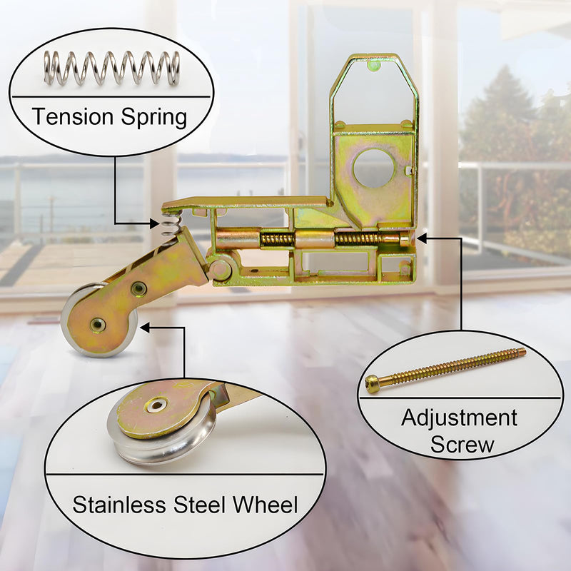 Sliding Screen Door Corner Insert Rollers Assembly with 1" Diameter Concave Stainless Steel Wheels Replacement Screen Corner and Roller, 2 Pack ‎Yellow Zinc Plated