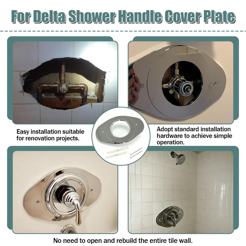 RP29827 One Hole Remodel Cover Plate for Moen and Delta Bathtub and Shower Valves, Renovation Shower Valves Cover Plate Replace 2 Handle or 3 Handle Shower - 2 Pack