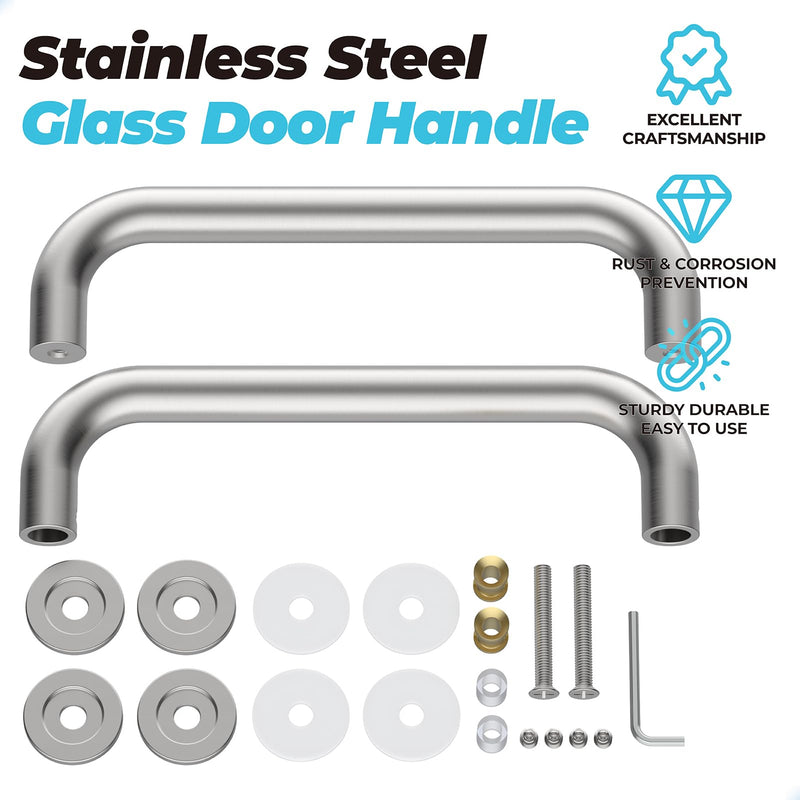 PalpitateC 8" Glass Shower Door Handle Back to Back Glass Door Pull Handle Replacement for 1/4" to 1/2" Thickness for Frameless Shower Doors, Brushed Nickel with 304 Stainless Steel