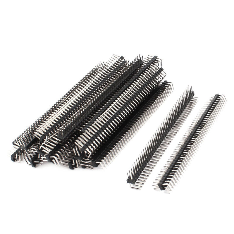 uxcell 25Pcs 2.54mm Pitch Dual Row 80-Pin Male 90 Degree Pin Header Connector 25