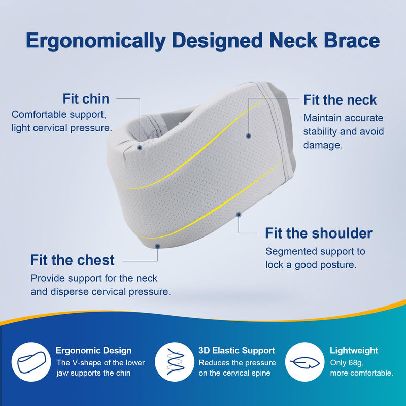 Neck Brace for Neck Pain and Support, Soft Neck Support Relieves Pain & Pressure in Spine for Women & Men, Wrap Align Stabilize Vertebrae Foam Cervical Collar for Sleeping (Grey, M, 3.5" Depth Collar) Grey M, 3.5" Middle Height