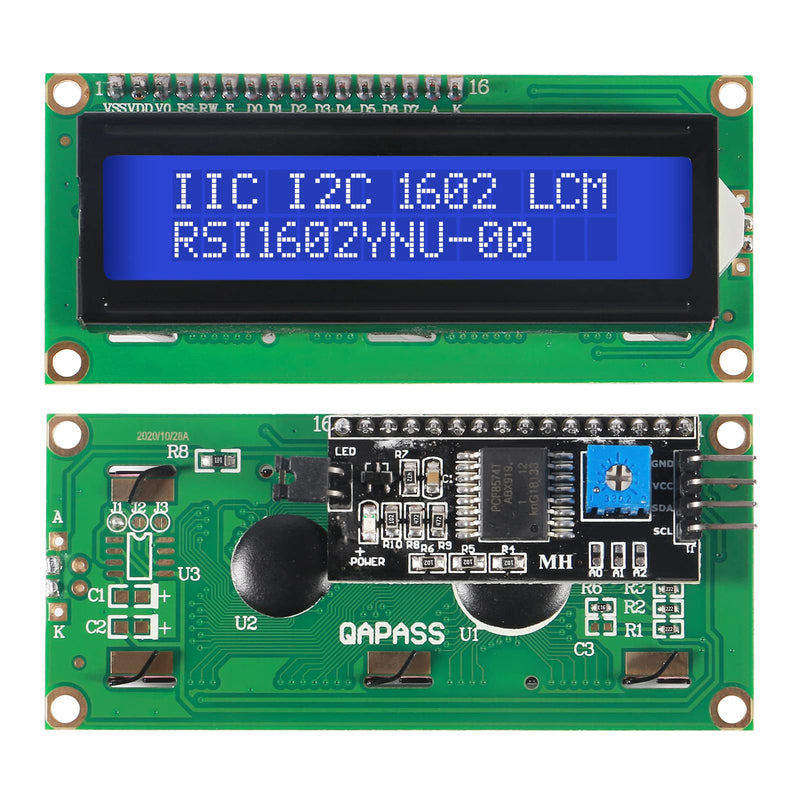 1602 16x2 LCD Module Shield Blue Backlight with IIC I2C Driver Serial Interface and LCD Module Display