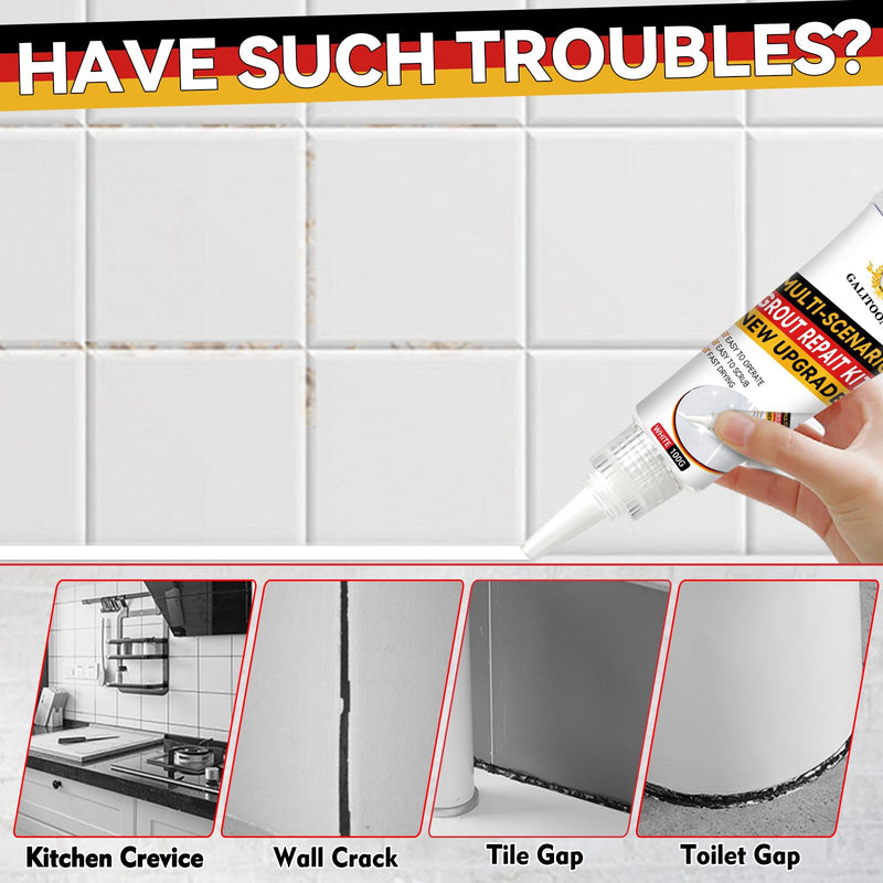 Tile Grout Repair Kit, 2 Pack Grout Filler, Fast Drying Tile Grout, Grout Sealer Bathroom Shower Kitchen Floor Tile, Restore and Renew Tile Joints Line, Gaps, Replace Grout Pen(White) White 200G