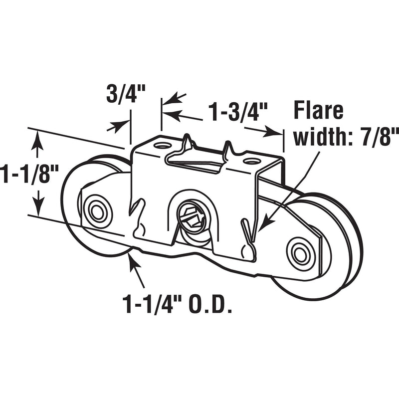 2 Pack Gliding Patio Door Tandem Roller Assembly Fits for Andersen P/N #1997061 (1982 to P) & Replaces #1273704 (1964 to 1982), 1-1/4" Steel Ball Bearing, Side Adjustable