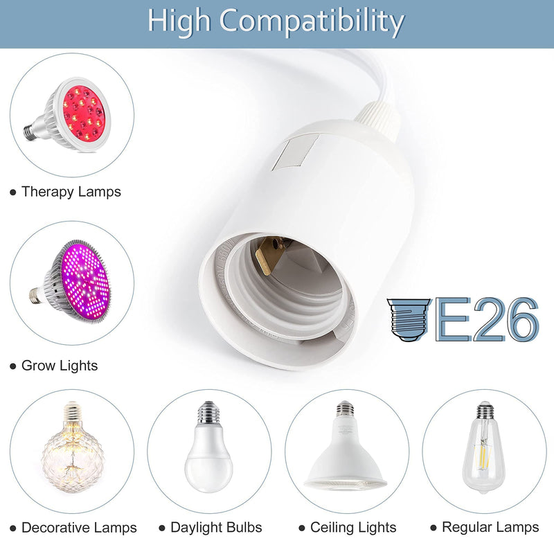 JACKYLED Extension Hanging Lantern Cord Cable 15Ft UL 360W with E26 E27 Socket On/Off Button Pendant Lighting 1