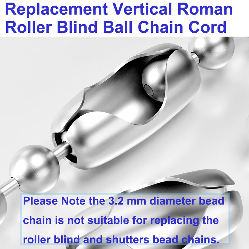 10 Feet Beaded Ball Chain, Stainless Steel Bead Pull Chain Extension with 12PCS Connectors for Window Roller Chain Replacement, Plumbing and Equipment Labeling (4.5 mm,Silver) 10 FT