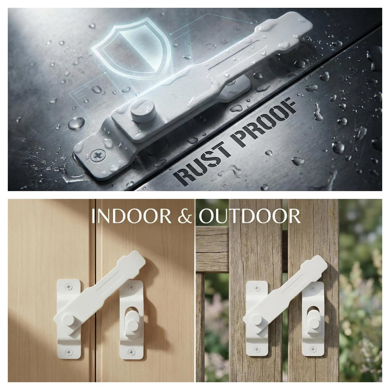 4.5" White Flip Latch, Heavy-Duty SUS304 Stainless Steel Gate Lock with White Screws & Free Driver Bit for Fence, Barn, Sliding & French Doors