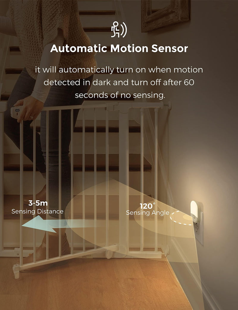 L LOHAS LED Motion Sensor Night Light, Motion Activated Night Light, 4Pack, 3000K Warm White, Night Lights Plug into Wall Motion Sensor, 30/60LM Adjustable Brightness, for Kids Adults Bathroom Kitchen Soft White 4