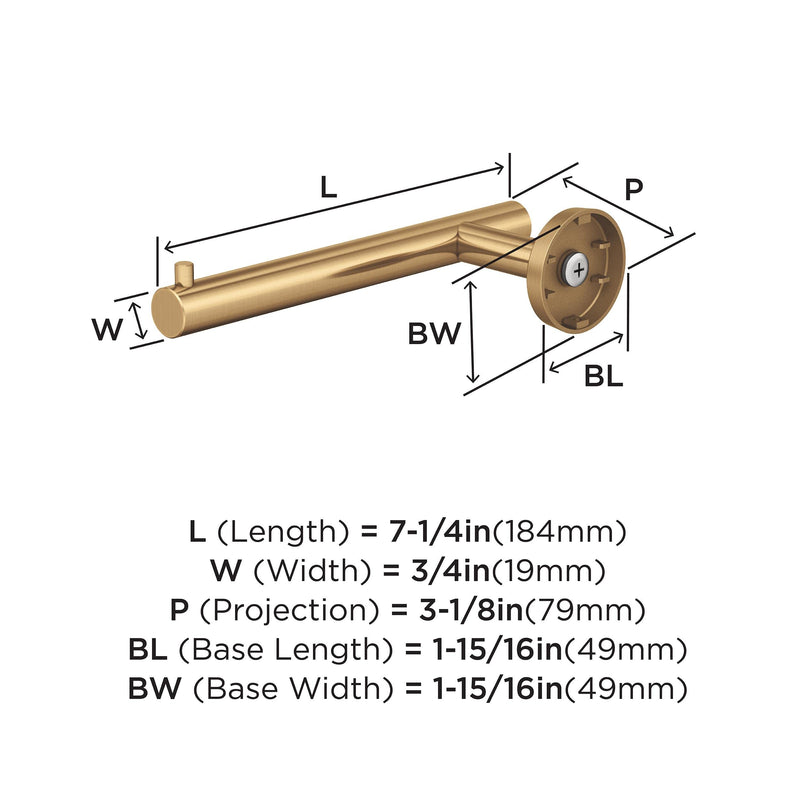 Amerock BH26540CZ | Champagne Bronze Single Post Toilet Paper Holder | 7-1/4 inch (184 mm) Length Toilet Tissue Holder | Arrondi | Bath Tissue Holder | Bathroom Hardware | Bath Accessories