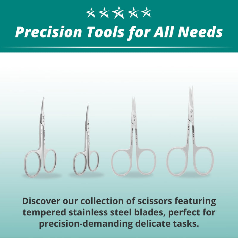 Excelta Premium-Grade Stainless Steel Scissors, Curved Blades, Perfect for Intricate Micro-Manipulations in Cramped Spaces, 1” Blade Length, Superior 3.25" - Scissors, 1" Curved Relieved Blade Length Stainless Steel, Swiss Quality, 361