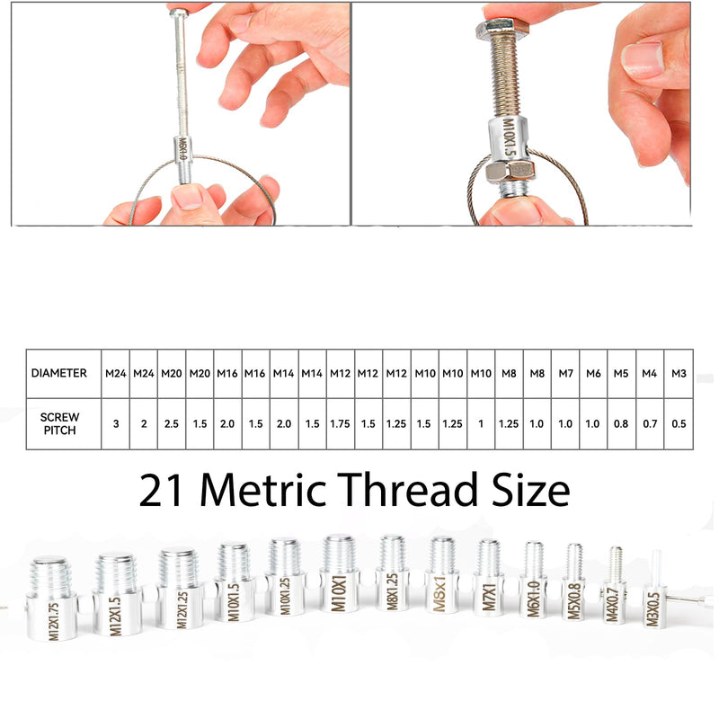 Nut and Bolt Thread Checker, Bolt Size Finder, 45 Male/Female Thread Gauges (24 Inch & 21 Metric) Thread Checker Standard and Metric, Bolts and Nut Identifier Gauge 45 Gauges (24 Inch & 21 Metric)