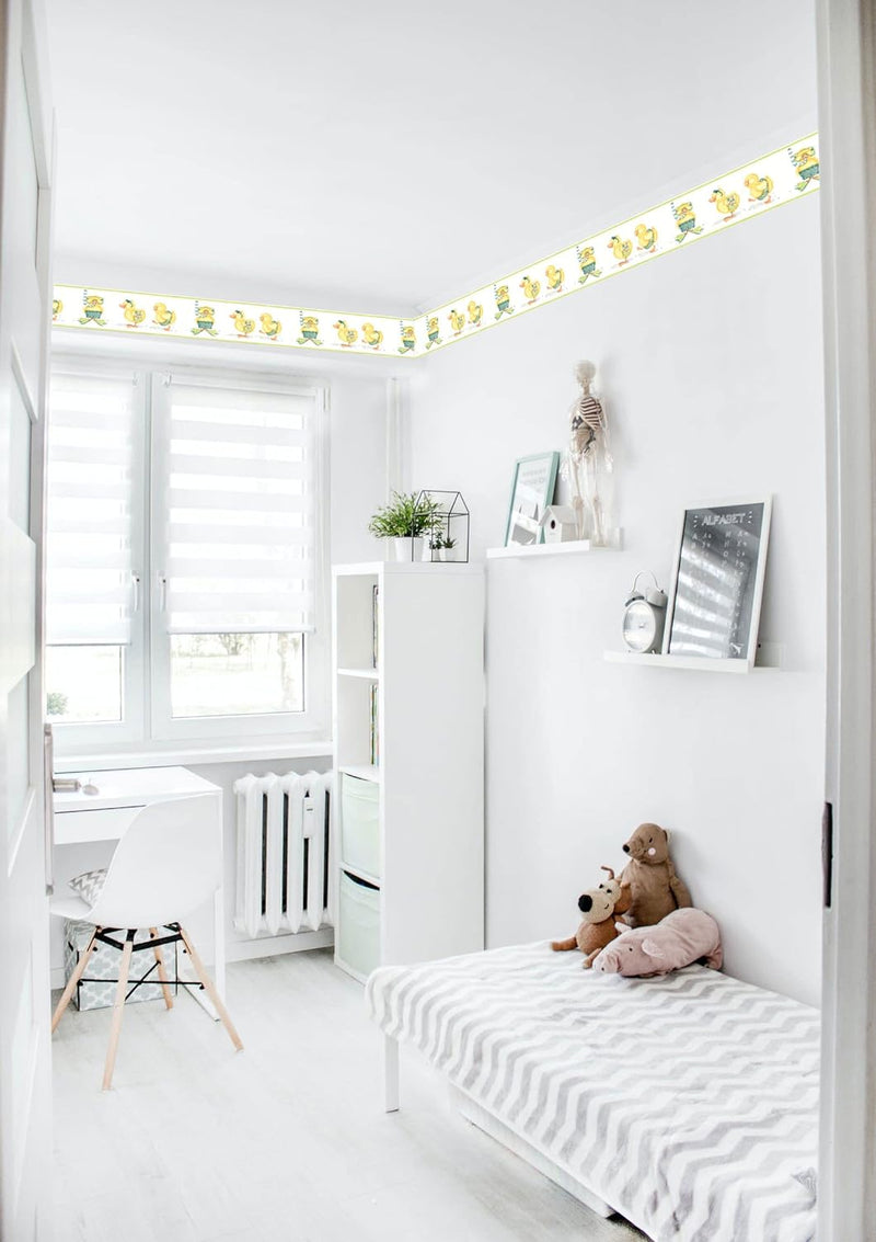 Wallpaper Border Kid's Pattern Ducklings for Girl's Bedroom Boy's Bedroom Playroom, Yellow Green Blue, 15 ft by 7 in ID5499B - NewNest Australia