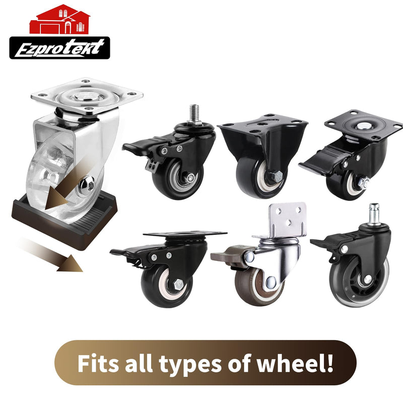 Non Slip Rectangle Furniture Caster Cups, 2.9"x2.3" Non Skid Furniture Pads for Hardwoods Floors, 4 Pcs Silicone Furniture Coasters, Bed Couch Wheel Stoppers to Prevent Sliding and Scratche (Black)
