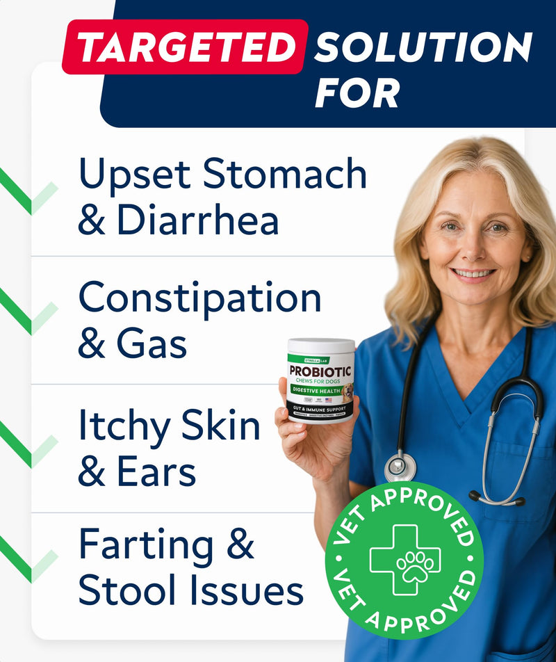 STRELLALAB Dog Probiotics Chews for Gut Support & Digestive Health with Enzymes - Anti Diarrhea and Upset Stomach Immune Supplement - Digestion Treats with Fiber and Prebiotics (180Ct, Chicken) 180Ct (Chicken) Probiotic Chews