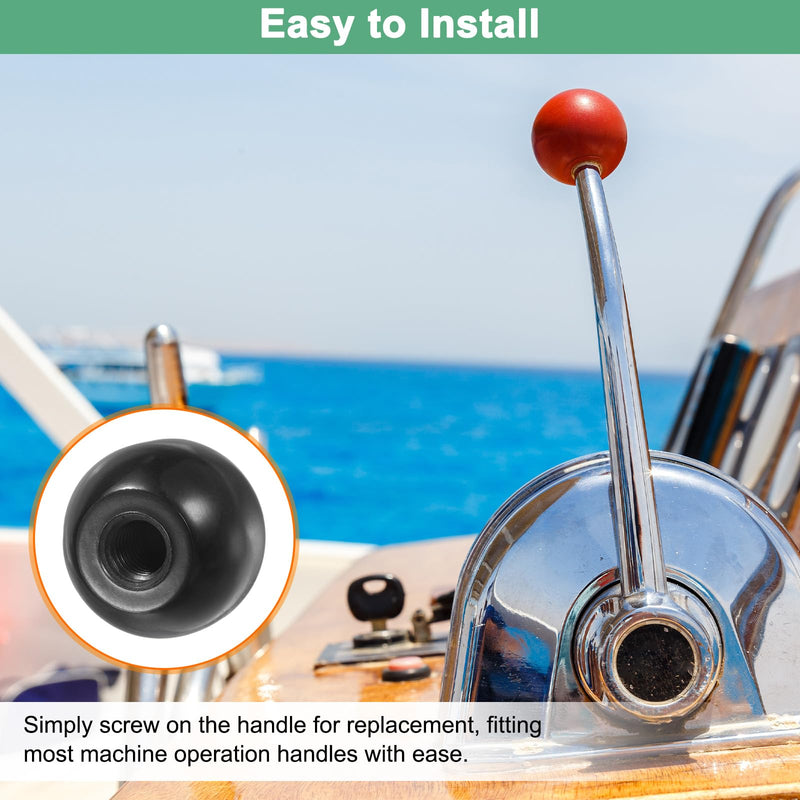 3-Pack Threaded Ball Knobs, M6 Female Thread 20mm Dia. Thermoset Ball Knob for Lathe/Machine/Lawn Mowers, Round Phenolic Lever Handle [Black] M6x20mm Black