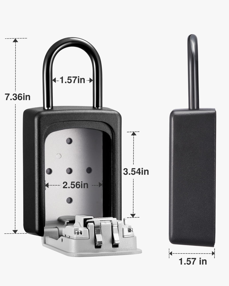 Puroma Lock Box, Large Key Lock Box Resettable Combination Code Lockbox, Portable Wall Mount Lockbox Security Safe Box for Outside Outdoor Home Office Door Handle House Key, Gray (1 Pack) 1 Grey