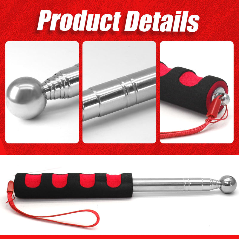 Litoexpe 115cm Hollowing Drum Hammer Sound Detection Folding Stick, Thickened Telescopic Rod for House Decoration Inspection (Red) Red