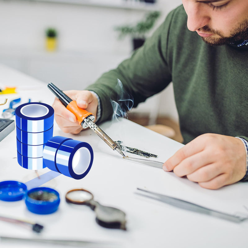 6 Rolls 20mm x16m(52ft) Blue Heat Resistant Tape，Heat Transfer Tape for Heat Sublimation Press Vinyl，and Fixing of Electronic Parts During Processing，No Residue 6Rolls