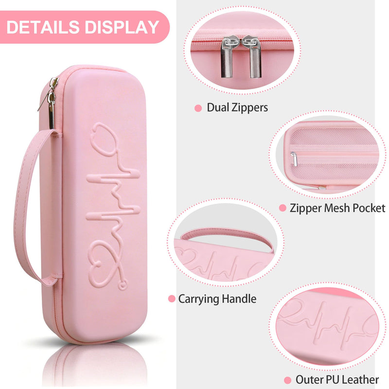 BOVKE Stethoscope Case, Portable Stethoscope Bag for 3M Littmann Classic III, Cardiology IV, Lightweight II S.E, MDF Stethoscopes, Carrying Storage Organizer for Nurse Essentials for Work, Pink