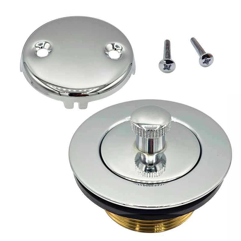 Chrome Bathtub Drain Kit, Lift and Turn - Polished Chrome Tub Drain and Overflow Drain Cover, Plug and Kit for Universal Fit 1-3/8" and 1-1/2" Drains