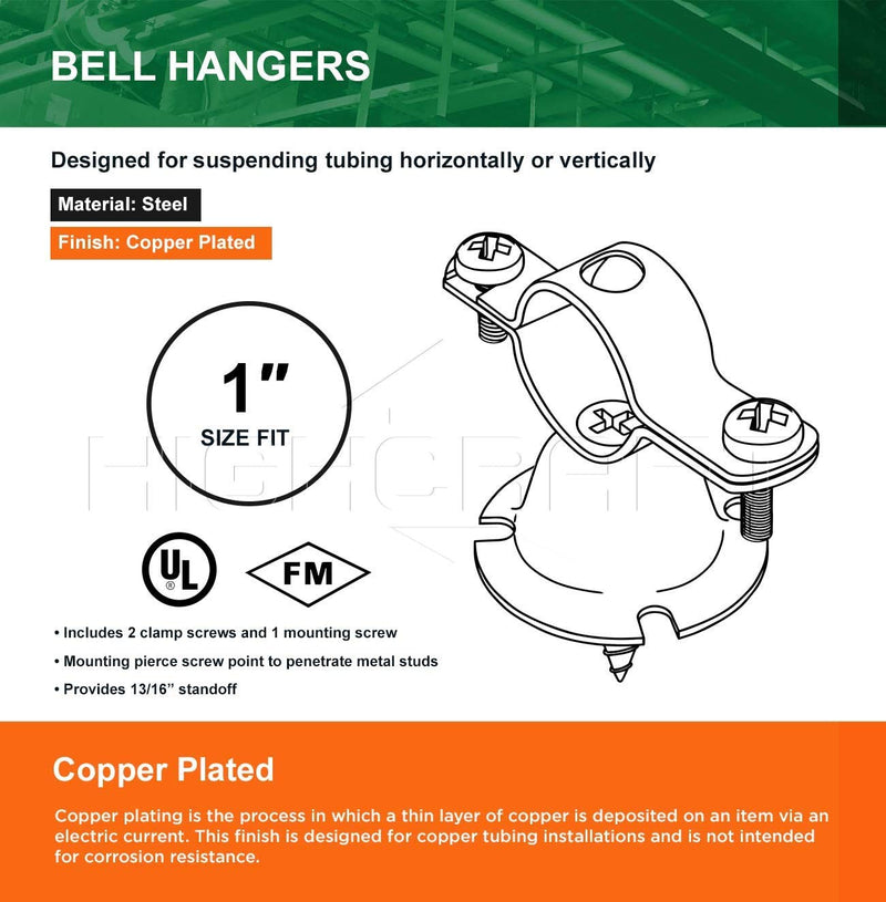 ICF-DQ01-10 Bell Hanger Copper Coated Steel for 1'' Pipe (10PK), 1, 10 Pack 1 in.
