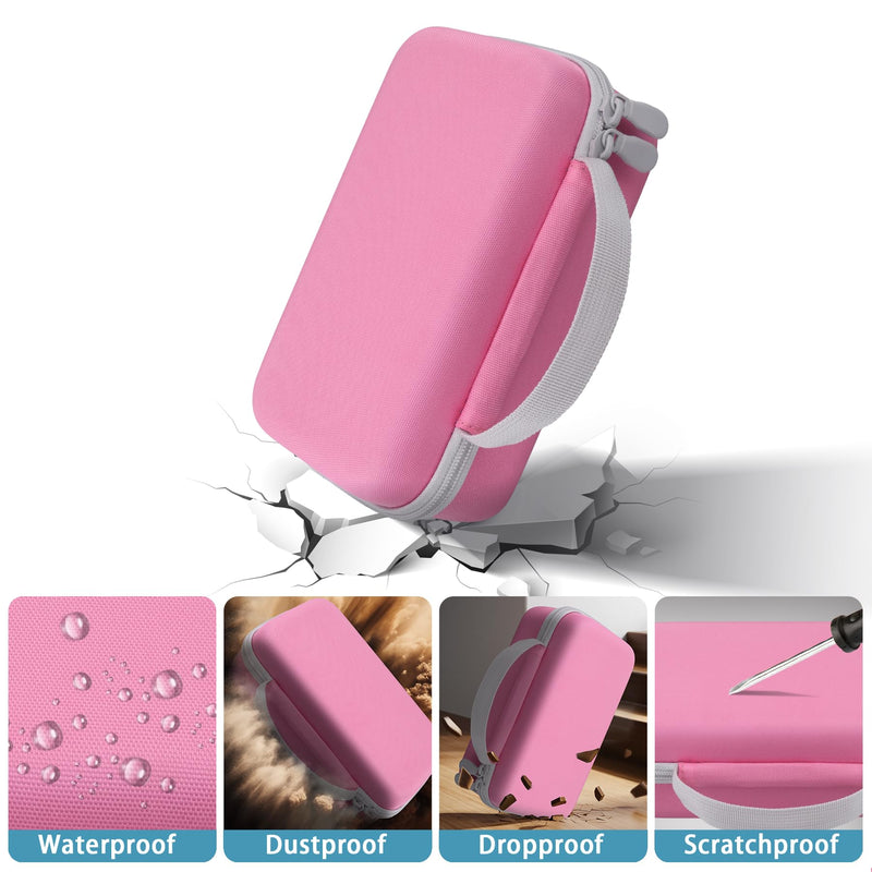 Case Compatible with 3Doodler Start+ Essentials/3Doodler Flow 3D Printing Pen,Storage Holder for 3D Pen PLA Filament and Charger (Pink Case,White Zipper)