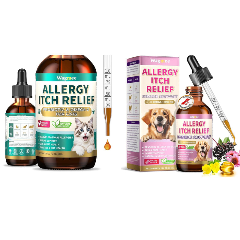 Dog & Cat Allergy Relief – Anti-Itch Drops for Dogs + Natural Allergy Support for Cats, Yeast, Itchy Skin, Paw & Ear Relief, Skin Coat & Immune Support for Multi-Pet Homes