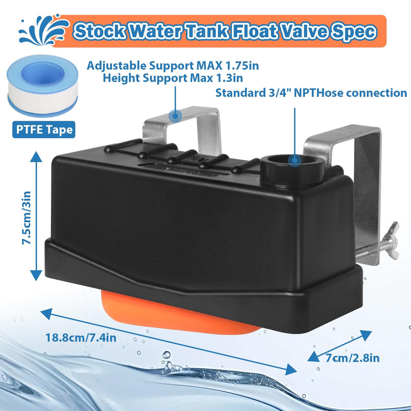 Water Trough Float Valve for Stock Tank,Automatic Water Tank Float Valve Level Control for Pond Farm Livestock Cattle Goat Horse Swimming Pool, Autofill Livestock Waterer 1