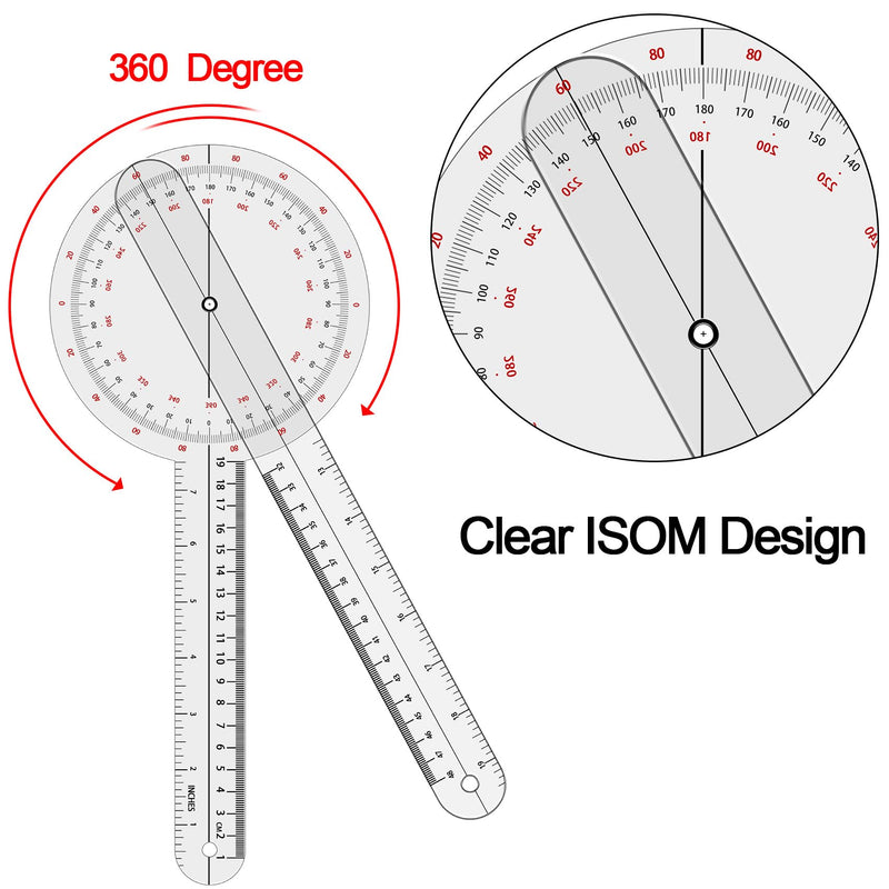 Goniometer Set 2-3 Pieces 12", 8", 6"/ 360 Degree 3 pcs - 12'', 8'', 6''