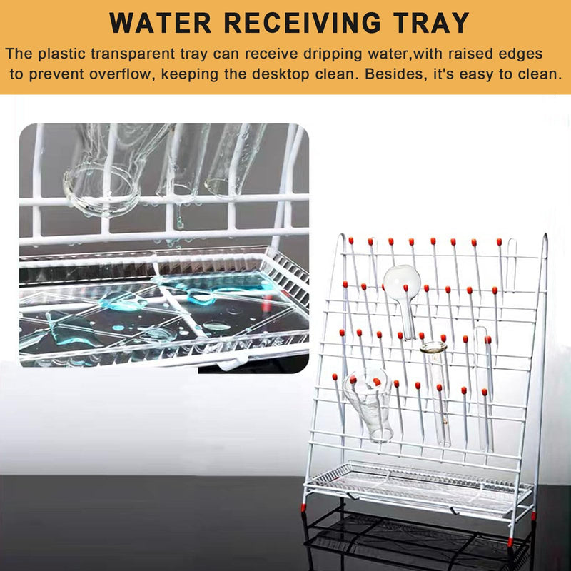 Lab Drying Rack 55 Pegs Lab Glassware Rack Steel Wire Glassware Drying Rack Free-Standing Tube Drying Draining Rack for School Laboratory Utensils (24 pegs) 24 pegs