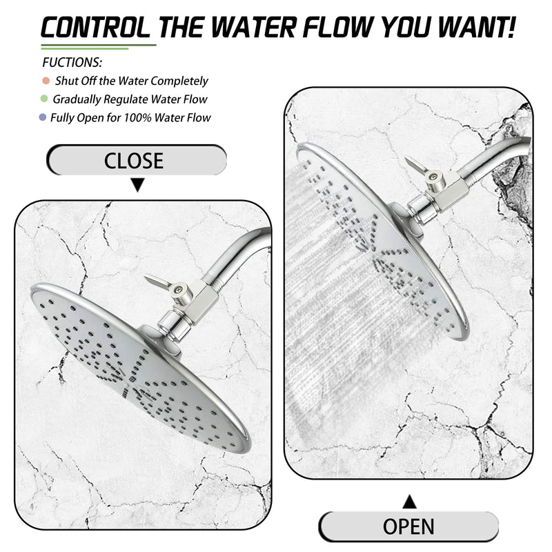 [2 Pack] Shower Head Shut Off Valve,304 Stainless Steel Mini Ball Valve NPT Thread(1/2"),Shower Head Flow Control Valve 2 Pack 1/2"