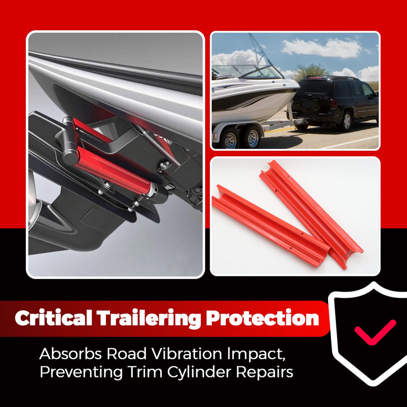 2-Pack Stern Drive Trim Cylinder Trailering Clips 817019A2 | Marine-Grade Boat Trailering Support for Mercury/Mercruiser | Red PVC Trim Cylinder Locking Clamps