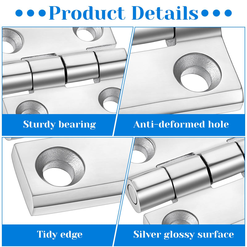 Lemecima 6 Pack 316 Stainless Steel Hinges Marine Grade (2" × 2" or 1-1/2" × 1-1/2" Heavy Duty Boat Hatch Hinge Casting Cabinet Door Hinge