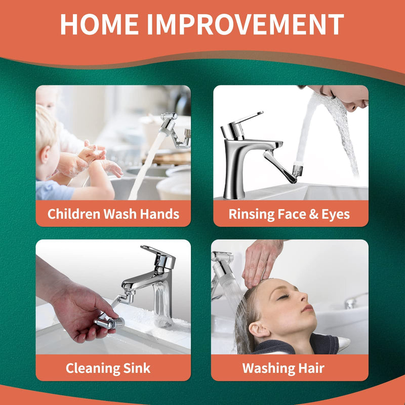 CECEFIN 1080° Swivel Faucet-Extender Sink-Aerator - 2 Mode Splash Water Filter Extension, Kitchen Bathroom 360° Rotatable Spray Attachment, Multifunctional Universal Robotic Arm -Wash Hand/Hair/Face A- Swivel Faucet Aerator