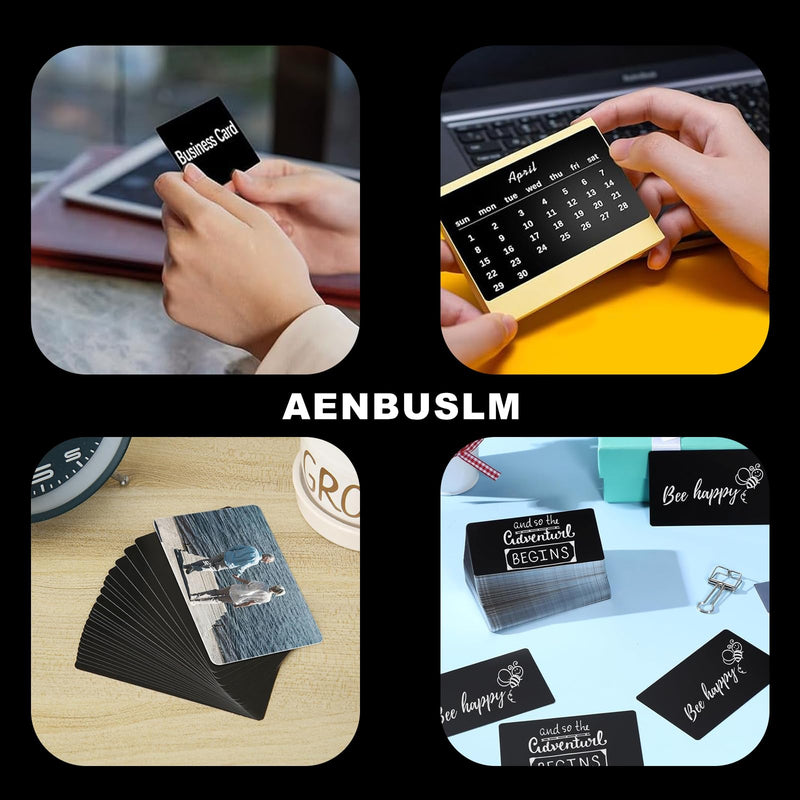 AENBUSLM Laser Engraving Blanks, 200pcs Black Aluminum Alloy Sheets for CNC Engraving, Laser Crafting, Multipurpose Metal Business Cards. DIY Gift Cards, 85 x 55x 0.2mm Thickness (Black-200pcs) Black-200pcs