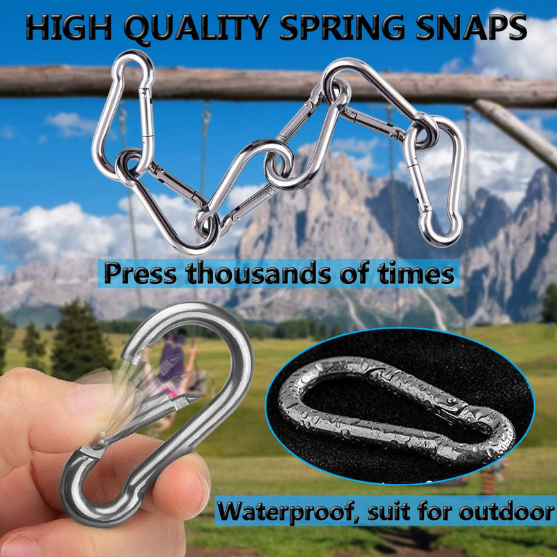 Spring Snap Hooks, 304 Stainless Steel Metal Clip Rope Connector Quick Link Clip Key Chain Link Buckle for Hammock Swing Set Outdoor Travel Camping Fishing Hiking 1.97inches(M5)-40pcs