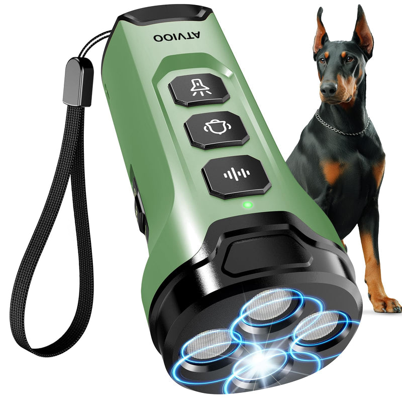 Dog Bark Deterrent Devices - Humane & Effective Training Dog, Stop No More Barking with 3X Ultrasonic Emitters (Green)