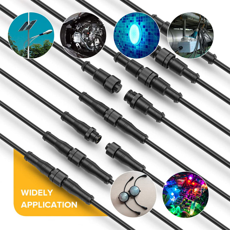 BTF-LIGHTING 4 Pin Electrical Metal nut Connector 20AWG IP68 Male Female Connector 7.87in/20cm Extension Cable for Car,Truck,Boat,Indoor/Outdoor LED Strip Lights/String 15mm Metal Nut Small Size 1to1 4 Pin Small Size