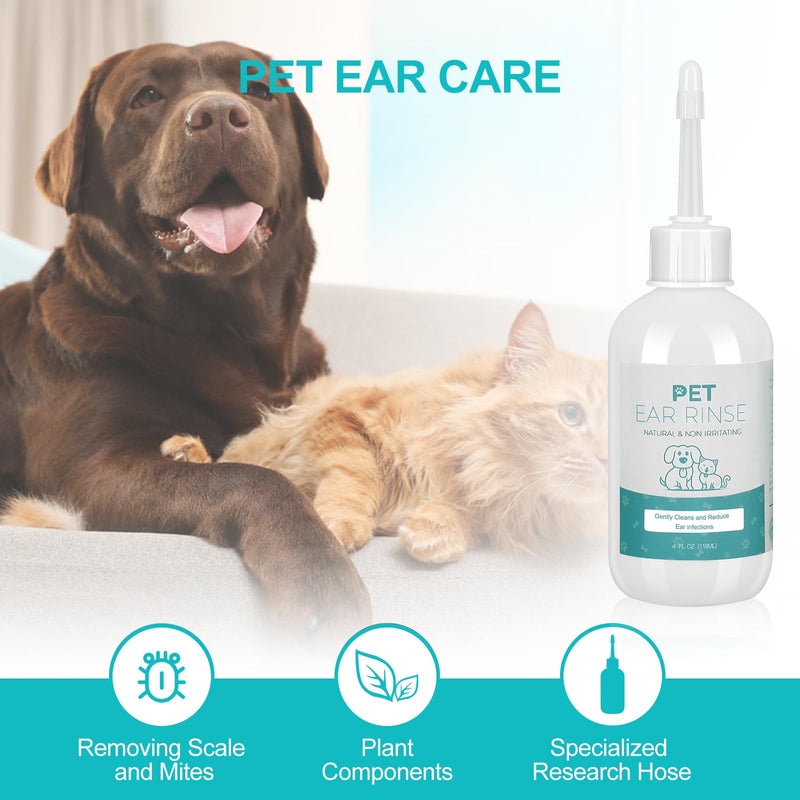 Dog Ear Cleaner Set, Dog Ear Infection Treatment, 4oz Dog Ear Cleaning Solution, 20pcs Cotton Swabs, 20pcs Finger Wipes, Gentle Pet Ear Wash Ear Rinse, Dog Ear Cleaner Kit Care for Dogs & Cats 1 Pcs+20 Wood swabs - PawsPlanet Australia
