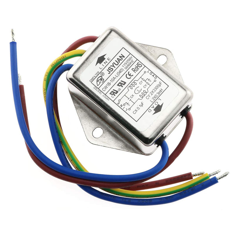 E-outstanding EMI Filter 115/250VAC 10A Suppressor Power Noise Filter With Wire
