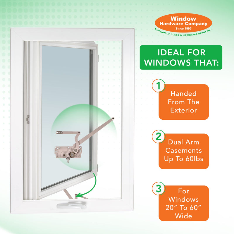 EntryGard 4-7/16" Window Crank Handle 20810 | No. 15 Series Dual-Arm Casement | Window Crank Replacement | E-Gard, Right Hand