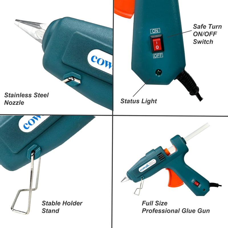Professional Hot Glue Gun and Sticks Set Full Size 60W High Power Fast Heating Heavy Duty Silicone Glue Gun Kit for Crafts, DIY Repairs (Green) Green