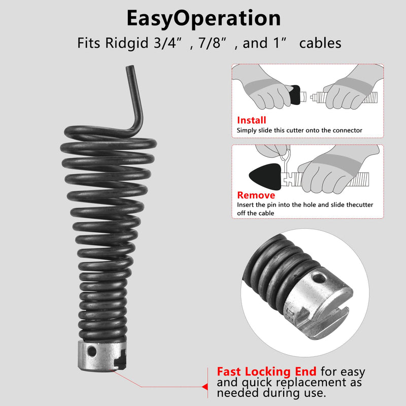 4-Piece Drain Snake Heads(7/8Inch)–Includes 4-Blade Saw Cutter,Spade Cutter&Augers–Compatible with K-1500,K-750 & 7/8"-1" Cables for 3" to 6" Pipes–Works with RIDGID,C-8,C-9,C-10 Cables 22mm(7/8Inch)