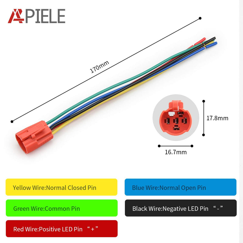 APIELE 16mm Latching Push Button Switch 12V DC On Off Black Shell with LED Angel Eye Head for 0.63" Mounting Hole with Wire Socket Plug Self-Locking (Blue/Black Shell) Black Shell-Blue