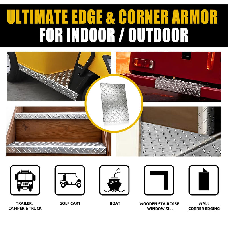3003 Aluminum Diamond Plate Sheet Metal, 16GA .063" 12 x 48 in Flat Heavy Duty Diamond Plate, Polished Silver, Easy Cut, Protect & Reinforce Trailer Floor, RV Wall, Garage, Boat & DIY 12" x 48", 1pc