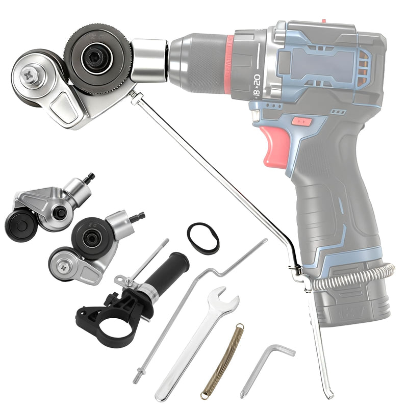 Metal Nibbler Drill Attachment, Heavy-Duty Sheet Metal Cutter for Electric Drill, Double-Cut Nibbler Tool for Fast Clean Cutting of Iron, Steel, Aluminum, Copper and Plastic Panels