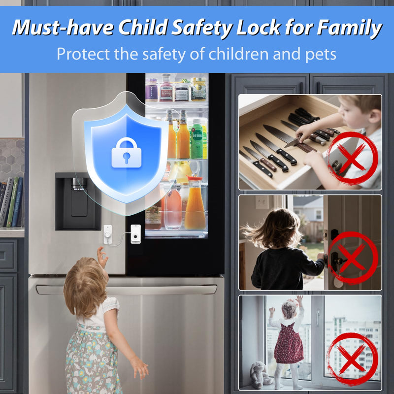 Fingerprint Fridge Lock,Child Proof Refrigerator Lock for Kids with Sticky Adhesive Pads,Cabinet Locks Baby Proofing for Fridge Cabinet Drawer Door Window Toilet