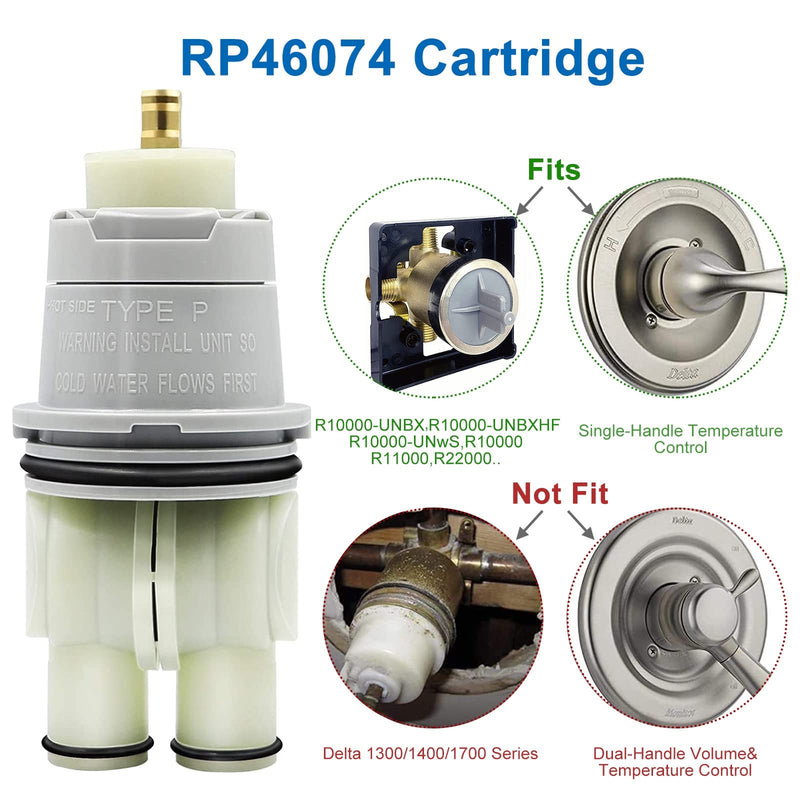 RP46074 Shower Valve Cartridge Compatible with Delta Shower and Tub 13/14 Series Faucet, Single-handle Delta Universal Valve Cartridge Assembly, Repair Kit for Delta Shower Valve Cartridge.